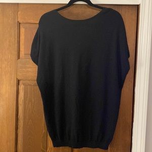 100% cashmere Vince Navy boatneck ruched shoulder short sleeve tunic sweater S